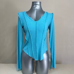 Stylish Blue Long Sleeve Women's Top
